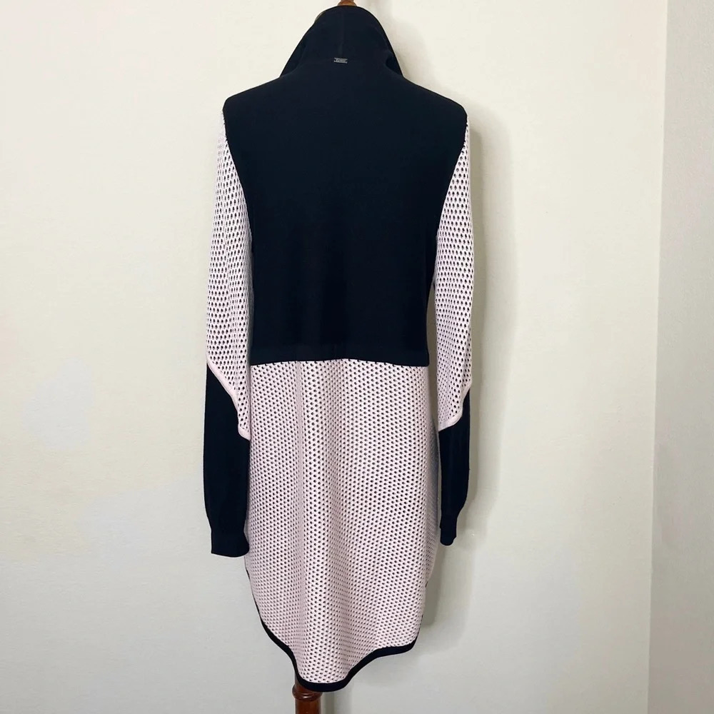 St. John Black and Pink Colorblock Open Front‎ Cardigan Jacket - Picture 7 of 12